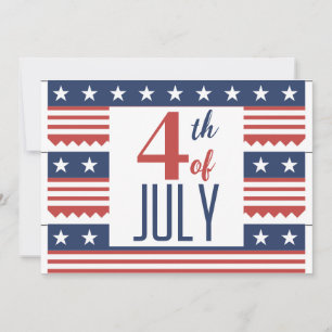 Cartão De Festividades Feliz 4 de julho Dia da Independência Vermelho Azu