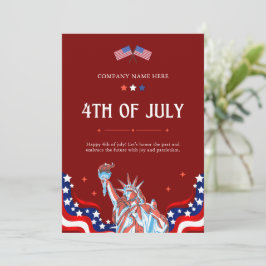 Cartão De Festividades Feliz 4 de julho | Estrelas e faixas azuis brancas