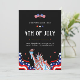 Cartão De Festividades Feliz 4 de julho | Estrelas e faixas azuis brancas
