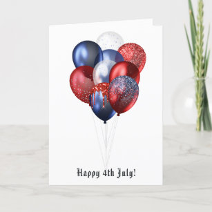 Cartão De Festividades Feliz 4 de julho Foto da família de balões de relâ
