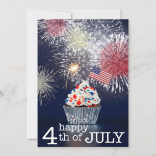 Cartão De Festividades Feliz 4 de Julho Patriótico Fogos de Artifício EUA