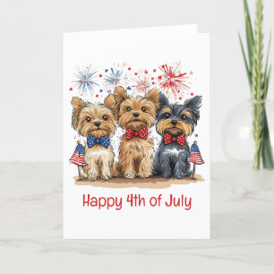 Cartão De Festividades Feliz 4 De Julho Yorkshire Terrier Dogs