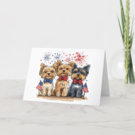 Cartão De Festividades Feliz 4 De Julho Yorkshire Terrier Dogs