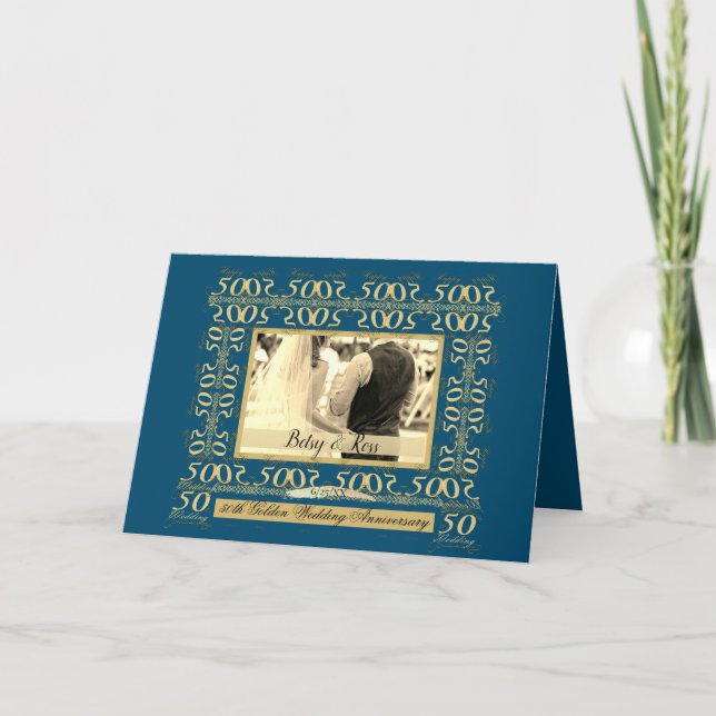 Cartão De Festividades "Feliz 50º aniversário de casamento" Quadro+Foto (Frente)