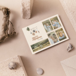 Cartão De Festividades Feliz 5 de Fotografia da Família Neutral Scandi Bo