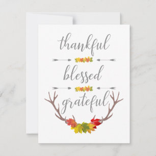 Cartão De Festividades Feliz Abençoado Grateful Fall Antler Ação de Graça