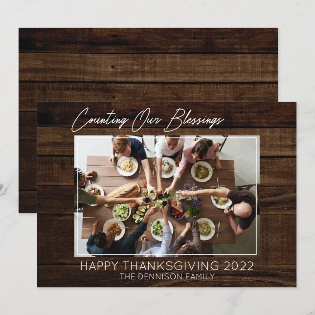 Cartão De Festividades Feliz Ação de Graças - Contando Nossas Bençãos 1 F (Frente/Verso)