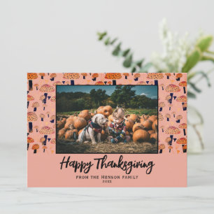 Cartão De Festividades Feliz Ação de Graças Laranja Cogumelo Outono Foto 