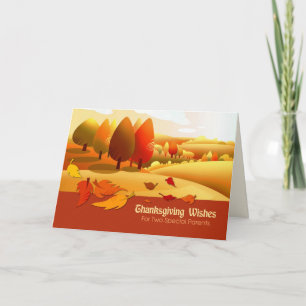 Cartão De Festividades Feliz Ação de Graças para os Pais. Autumn Scenery