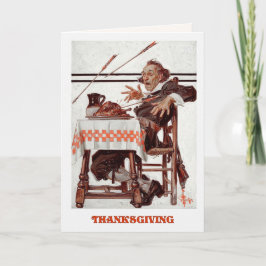 Cartão De Festividades Feliz Ação de Graças. Vintage Art Humorous