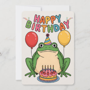 Cartão De Festividades Feliz Aniversário Amigos Família Sapo Divertido