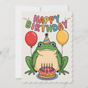 Cartão De Festividades Feliz Aniversário Amigos Família Sapo Engraçado