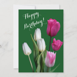 Cartão De Festividades Feliz aniversário belas tulipas cor-de-rosa floral