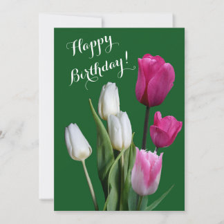 Cartão De Festividades Feliz aniversário belas tulipas cor-de-rosa floral