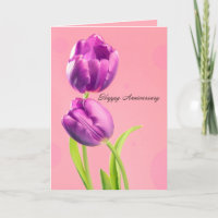 Feliz Aniversário Belas Tulipas Roxas a Rosa