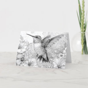 Cartão De Festividades Feliz aniversário Bonito Hummingbird Floral