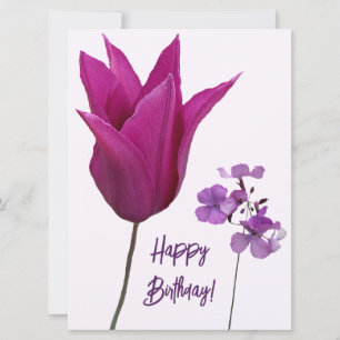 Cartão De Festividades Feliz aniversário bonito rosa púrpura floral moder