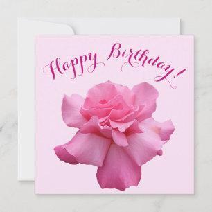 Cartão De Festividades Feliz aniversário, bonito rosa rosa, na moda flora
