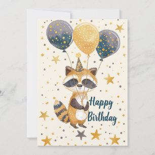 Cartão De Festividades Feliz aniversário da Cute Raccoon