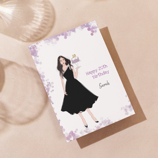 Cartão De Festividades Feliz aniversário de 20, moda, (Criador carregado)