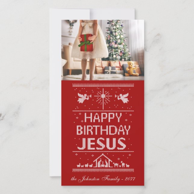 Cartão De Festividades Feliz Aniversário de Feliz Natal Jesus Religioso (Frente)