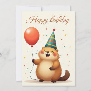 Cartão De Festividades Feliz aniversário de saudações de um marmoto fofo