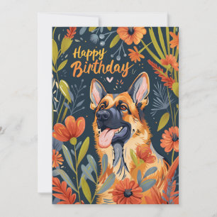 Cartão De Festividades Feliz aniversário do german shepherd