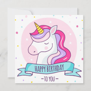 Cartão De Festividades Feliz Aniversário do Unicorn