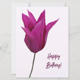 Cartão De Festividades Feliz aniversário elegante tulipa rosa-minimalista