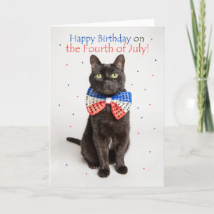 Cartão De Festividades Feliz Aniversário em 4 de julho Gato Gato