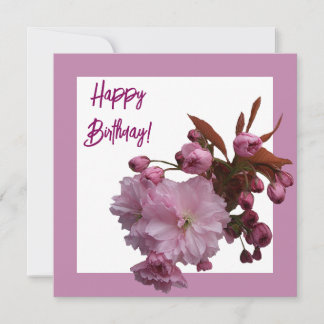 Cartão De Festividades Feliz aniversário floral de cereja rosa bonito