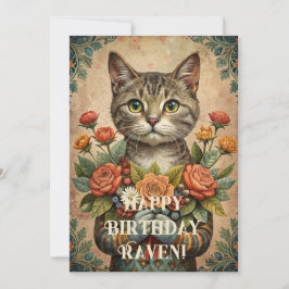 Cartão De Festividades Feliz aniversário, gatinho