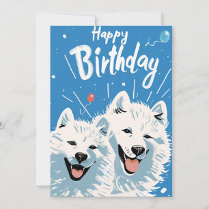 Cartão De Festividades Feliz Aniversário Gato Samoyed