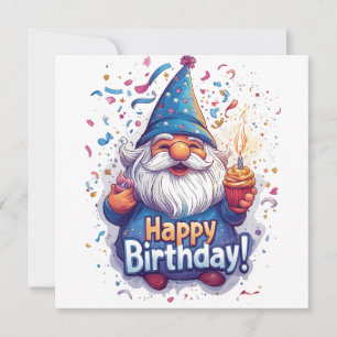 Cartão De Festividades Feliz Aniversário Gnomo: Design de Aniversário Gim