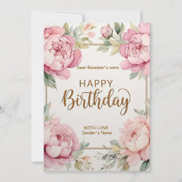 Cartão De Festividades Feliz Aniversário Grandes Flores