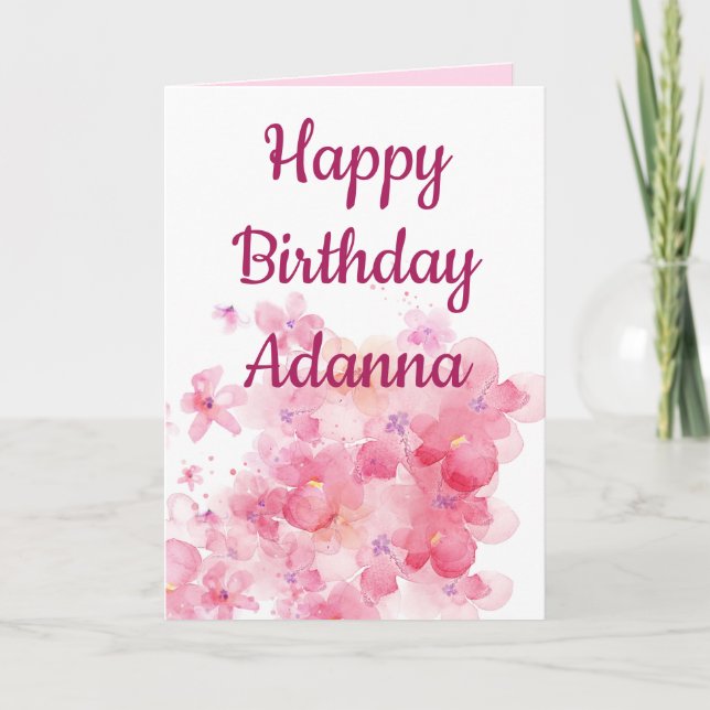 Cartão De Festividades Feliz aniversário, meu amor floral rosa (Frente)