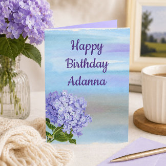 Cartão De Festividades Feliz aniversário meu amor lavanda floral para ela