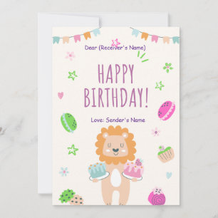Cartão De Festividades Feliz Aniversário Personalizado Cartoon Digital