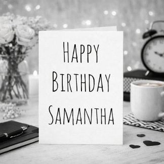 Cartão De Festividades Feliz Aniversário Preto e Branco Para Ela