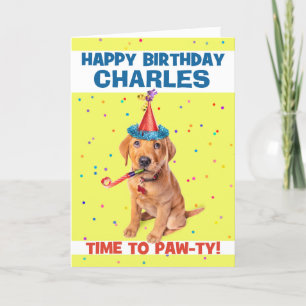 Cartão De Festividades Feliz Aniversário Puppy Nome Personalizado