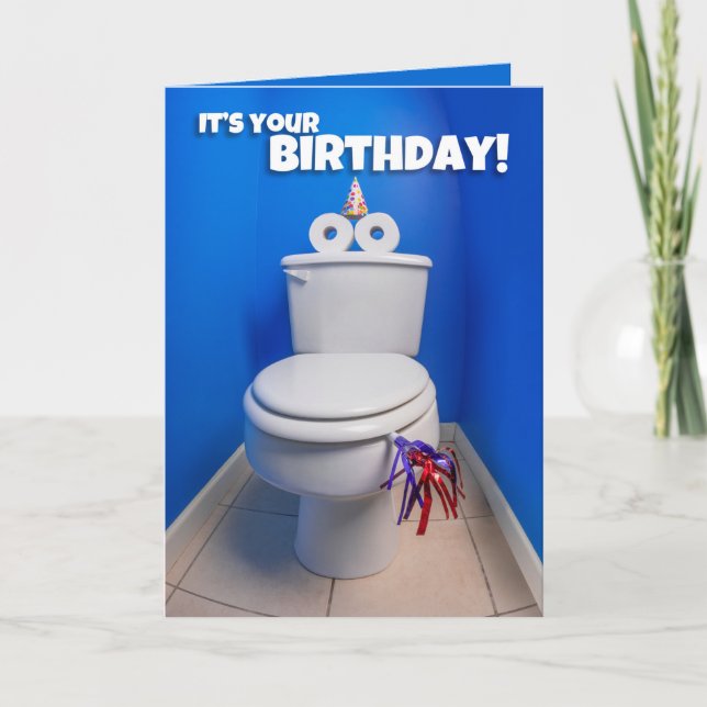 Cartão De Festividades Feliz Aniversário, Toilet Potty Humor (Frente)