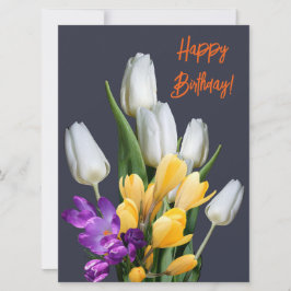 Cartão De Festividades Feliz aniversário tulipa crocus floral