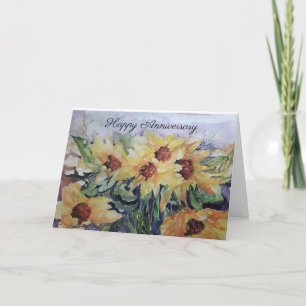Cartão De Festividades Feliz aniversário Watercolor Sunflower