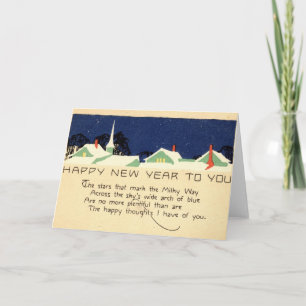 Cartão De Festividades feliz ano novo 1915 Vintage