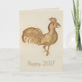 Cartão De Festividades Feliz Ano Novo 2017 Galo Aquarela Vintage