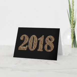 Cartão De Festividades feliz ano novo 2018 negro e Dourado