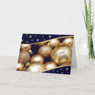 Cartão De Festividades feliz ano novo 2022. Dourados Baubles