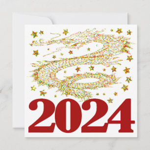 Cartão De Festividades Feliz ano novo 2024 - 2024 cheio de coisas boas.