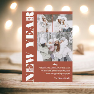 Cartão De Festividades Feliz ano novo 2024 fotos festivas modernas boho