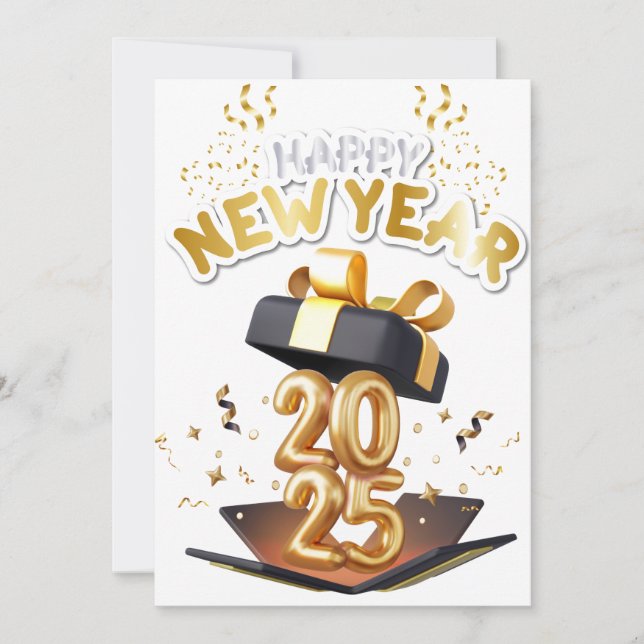 Cartão De Festividades Feliz Ano Novo 2025 (Frente)